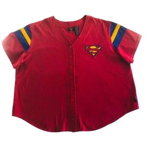 Vintage Superman Baseball Jersey Shirt Logo Cotton DC Comics 2003 Men 26W 28W